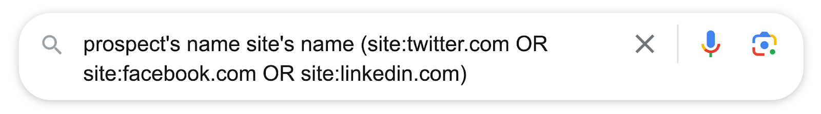 prospect’s name site’s name (网站: twitter.com OR 网站:facebook.com OR 网站:linkedin.com)