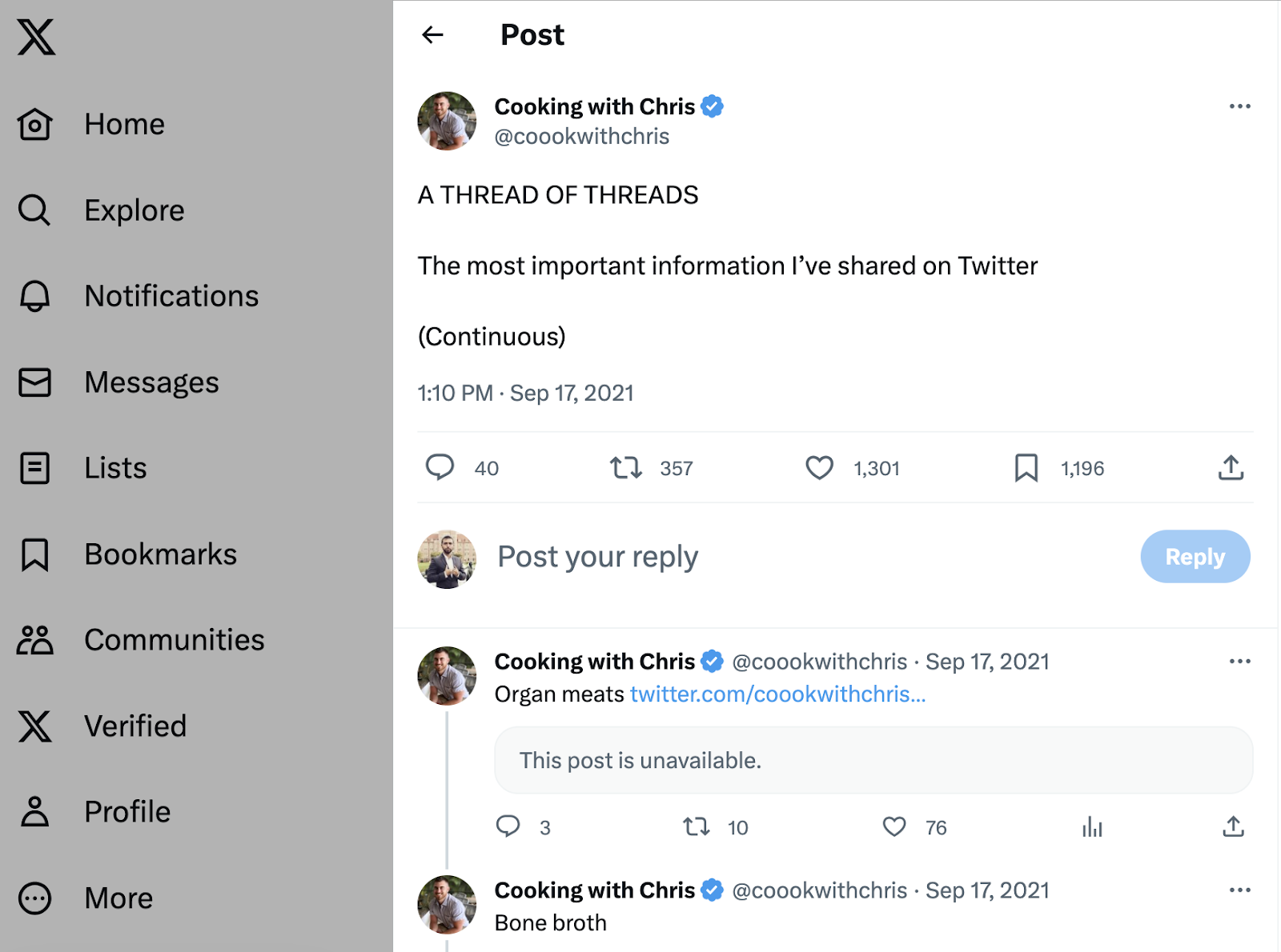 An example of a 推特 thread