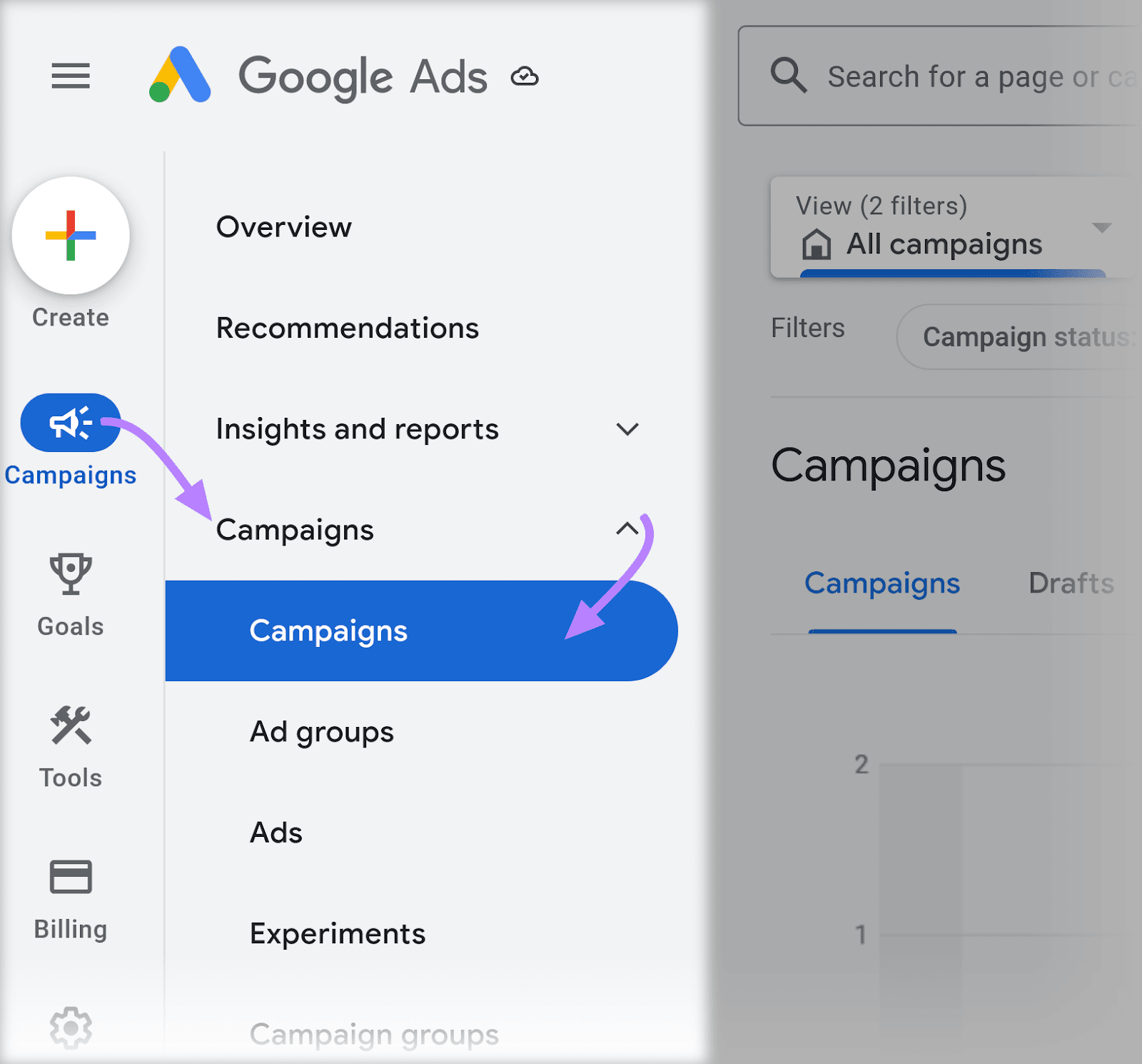 “运动”in Google Ads account