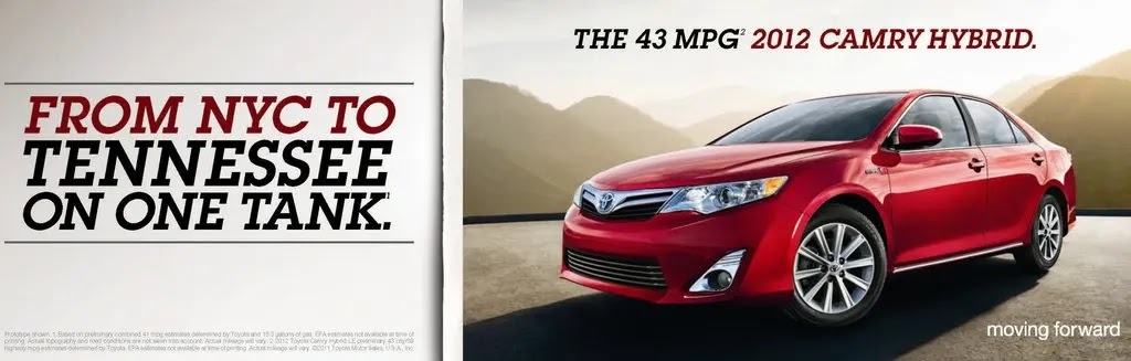 Toyota’s ad for 2012 Camry Hybrid with 