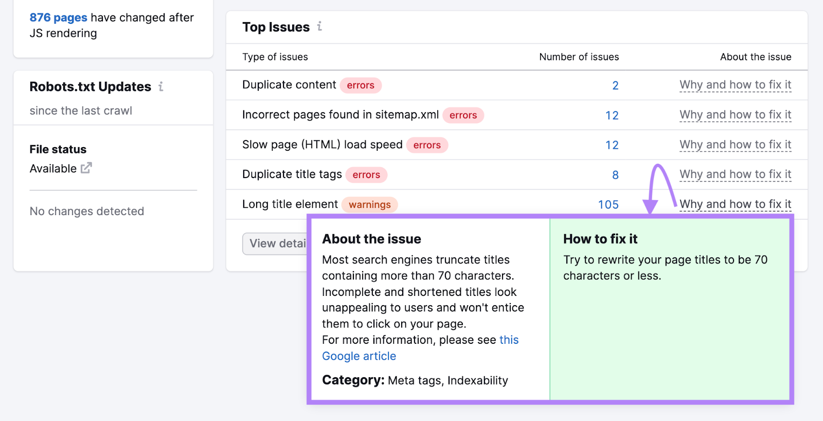 Click the why和how to fix it button to reveal more about the issue和how to fix that issue.