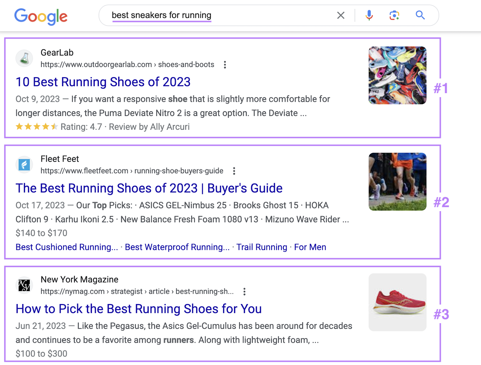Google's SERP for