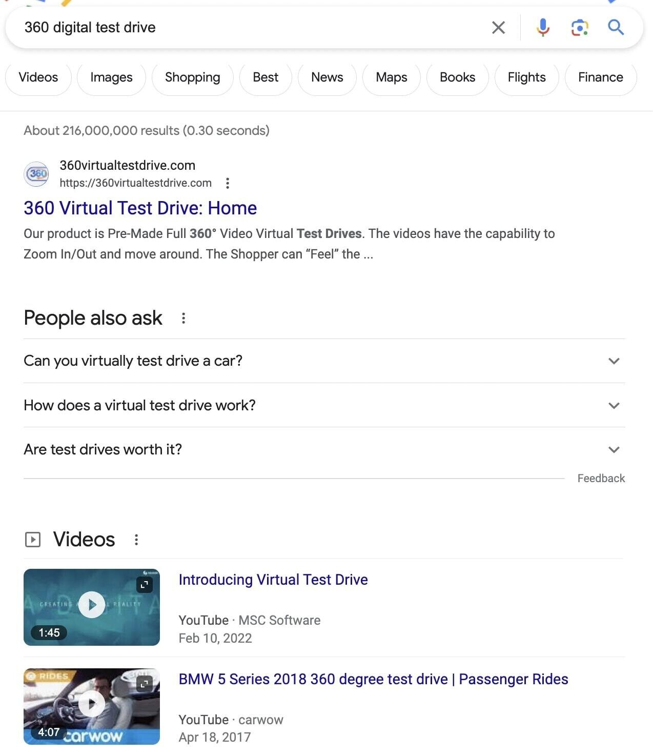 Google SERP for 