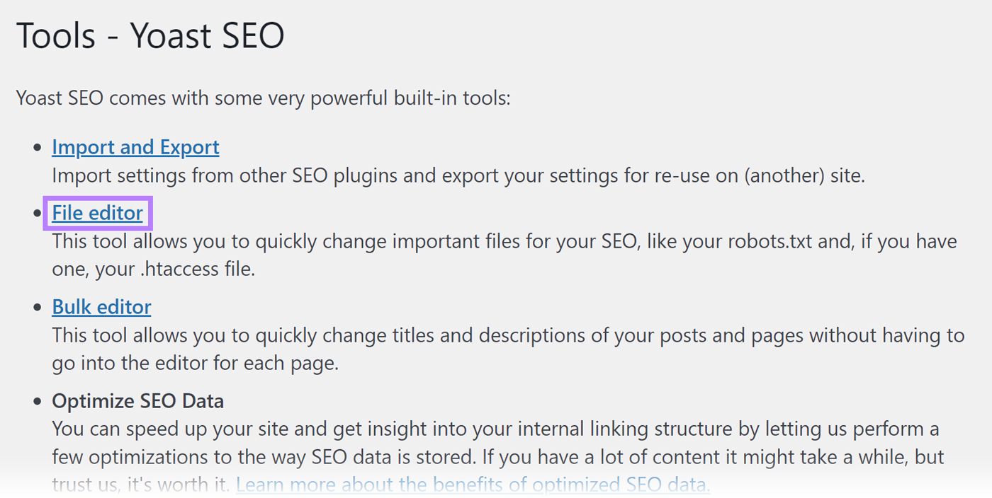 尤斯特搜索引擎优化 WordPress plugin option to edit files.