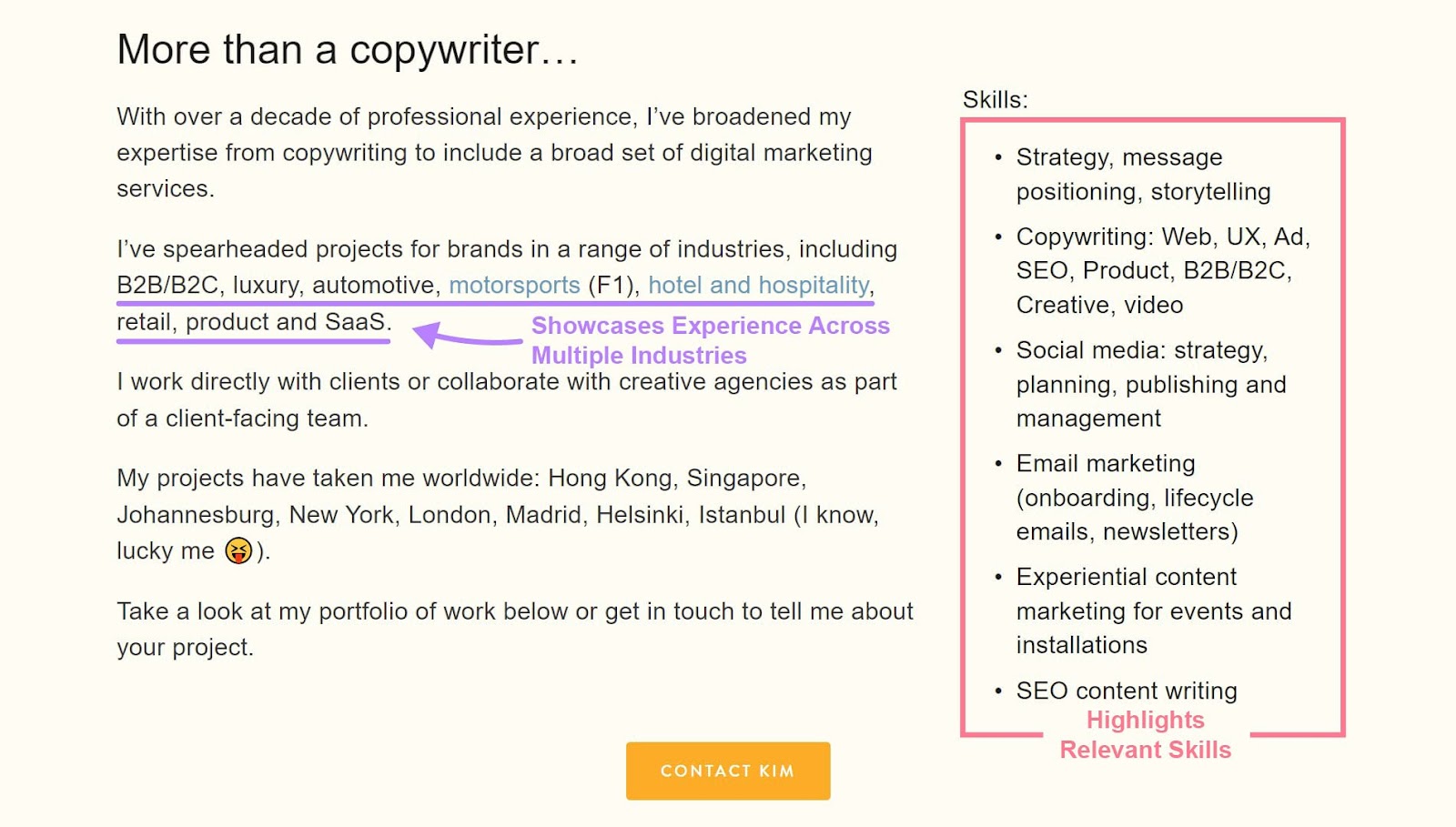 Kim Hobson's copywriting portfolio