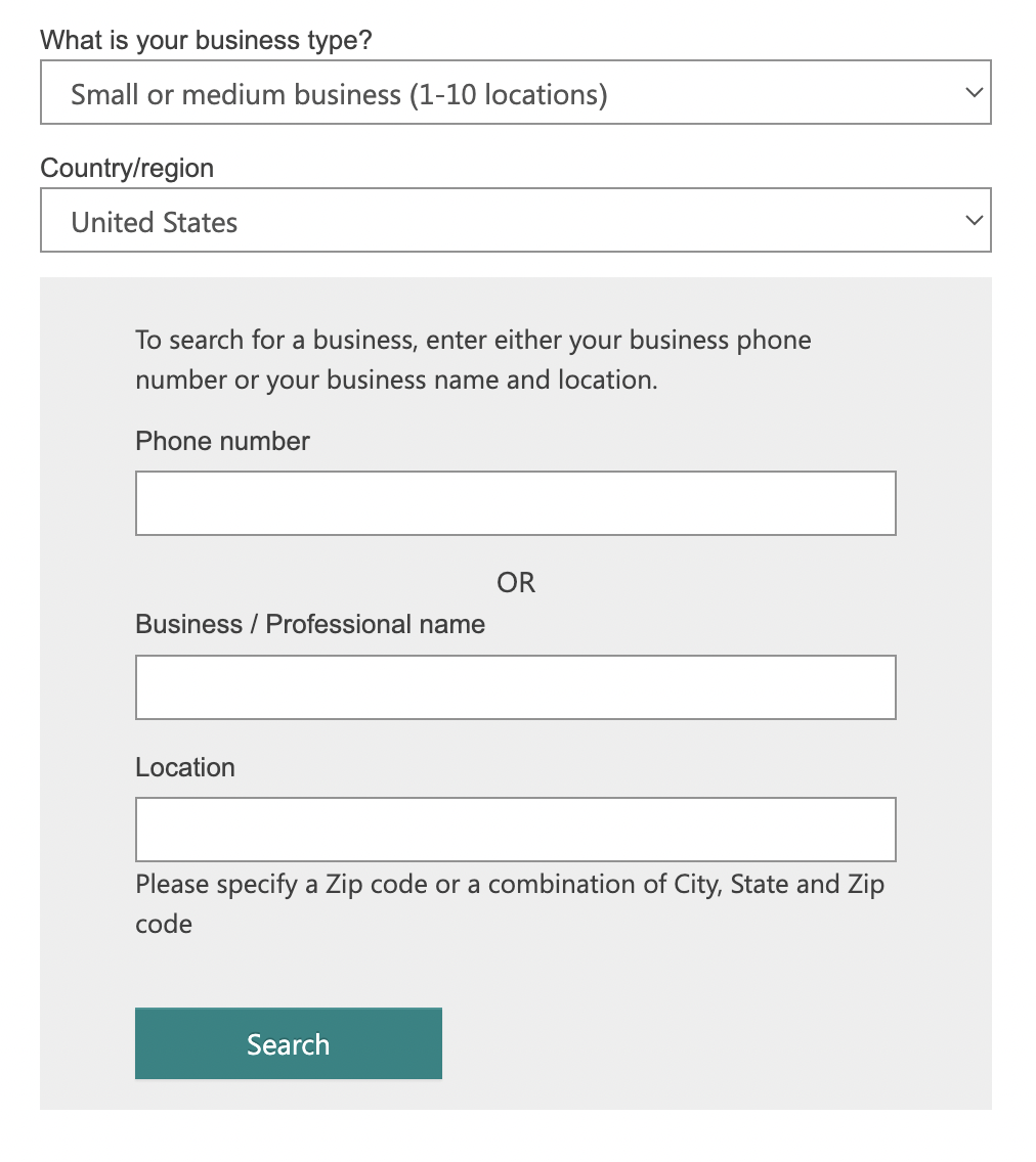 a box with questions pops up when you are manually setting up a business listing on 必应商业场所