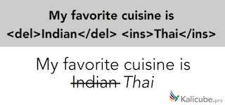 Example of semantic HTML5 tag - del ins