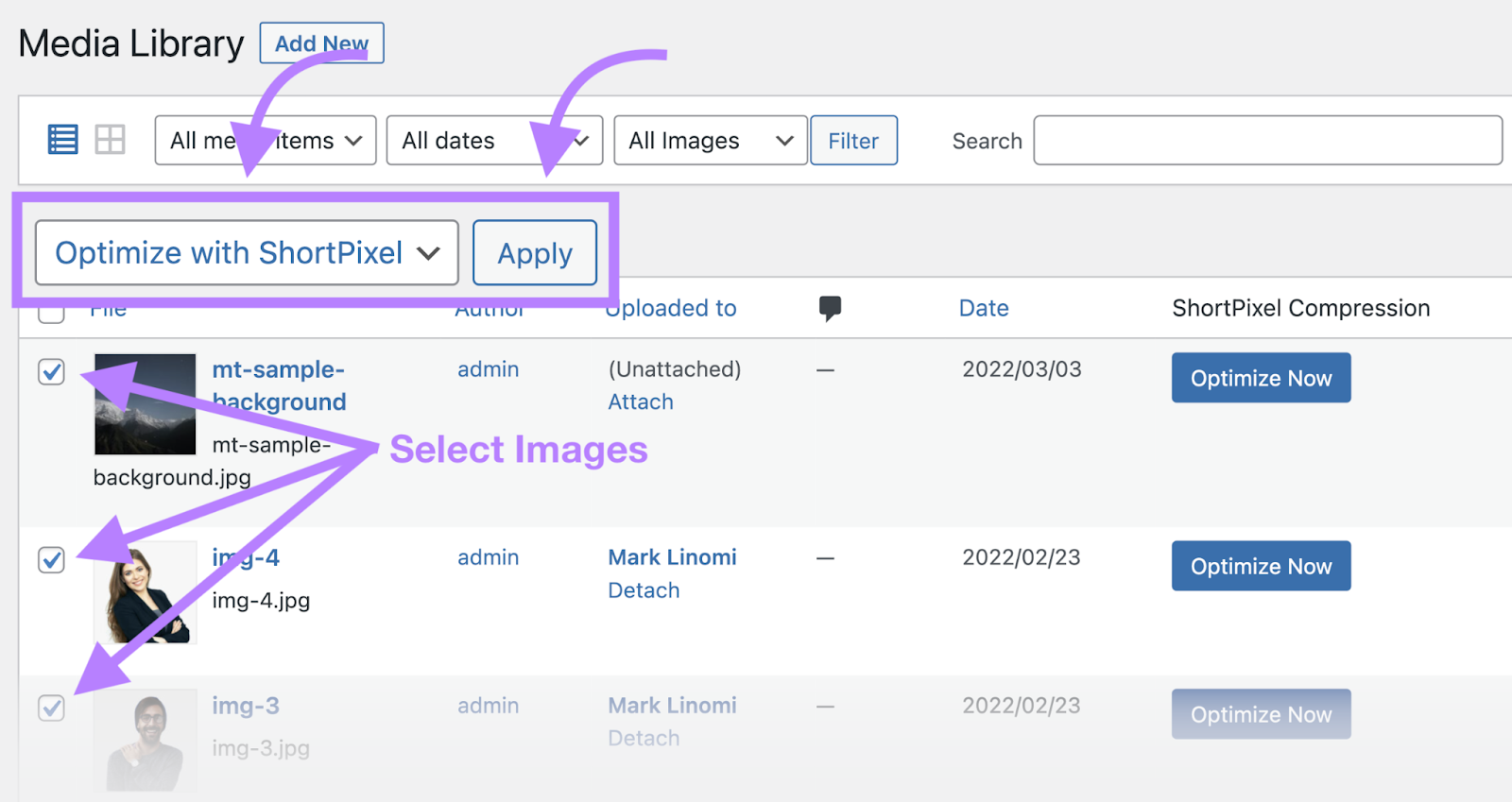 navigation to how to optimize images in
