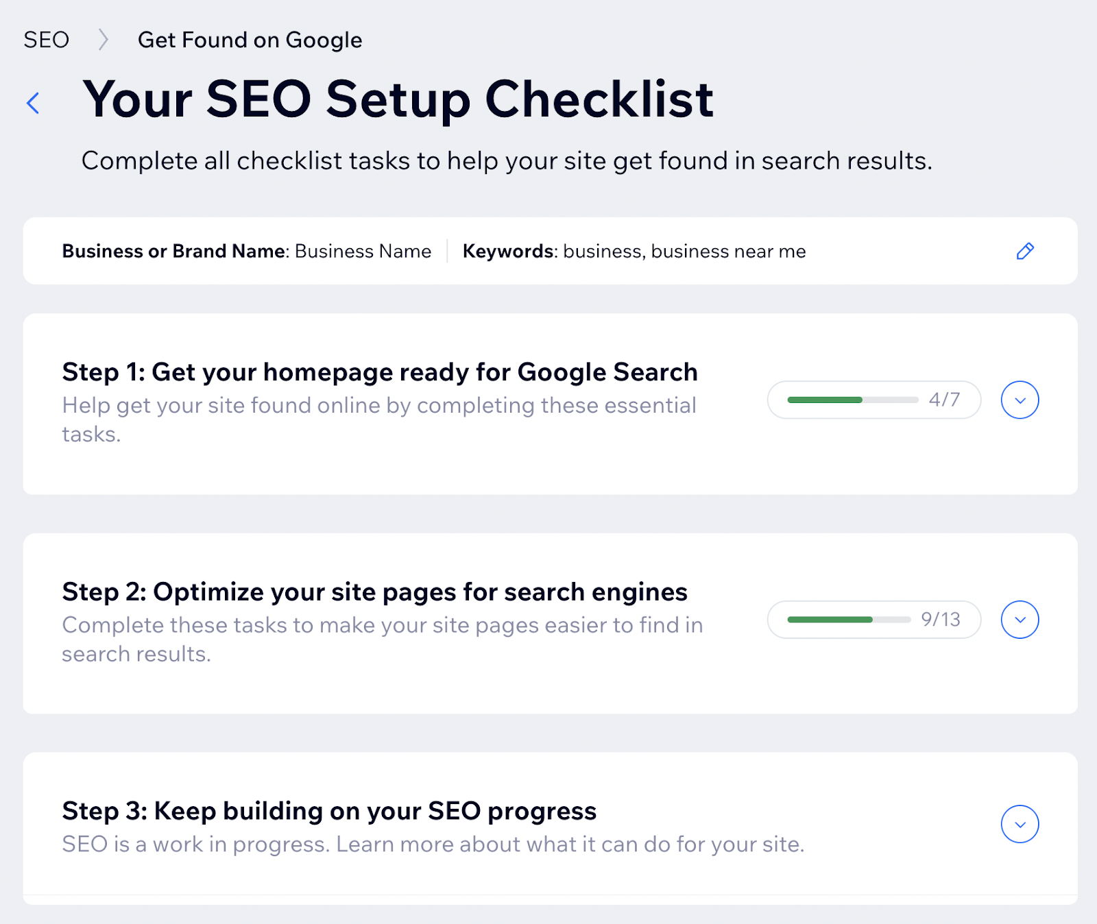 高级行政主任 Setup Checklist in Wix