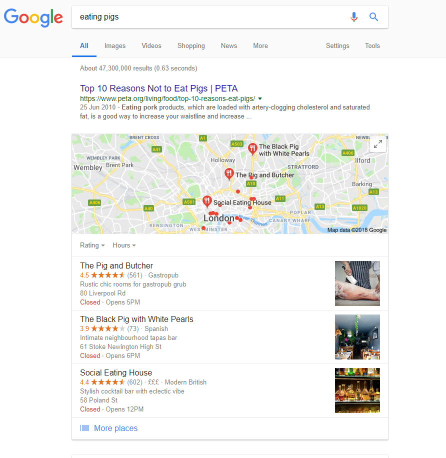 More google search results 意图 data
