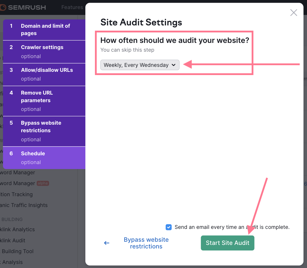 时间表 the audit to run automatically