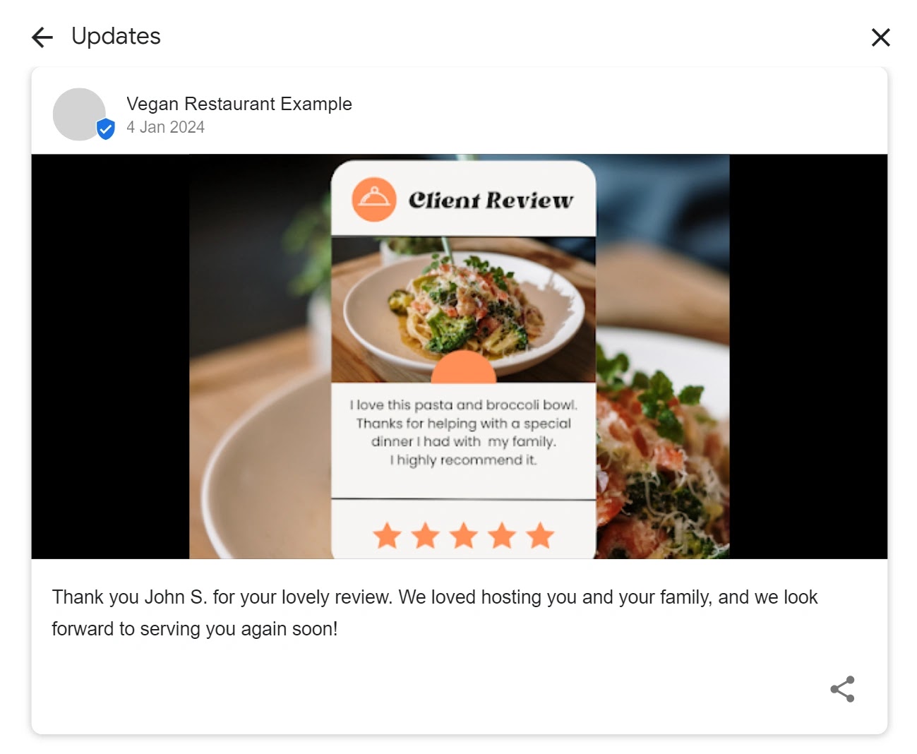 谷歌业务简介 update using a customer testimonial