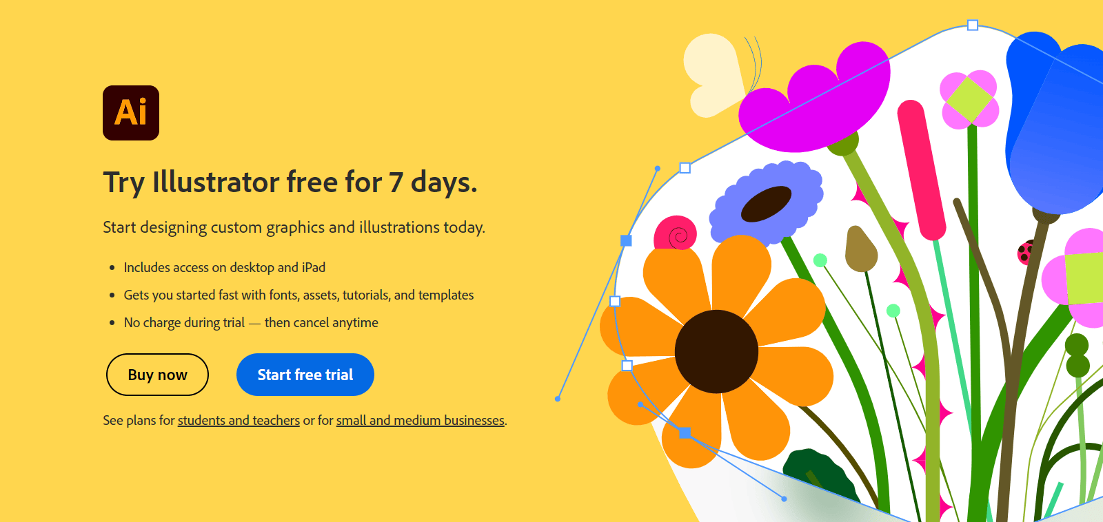 Adobe Illustrator的's landing page
