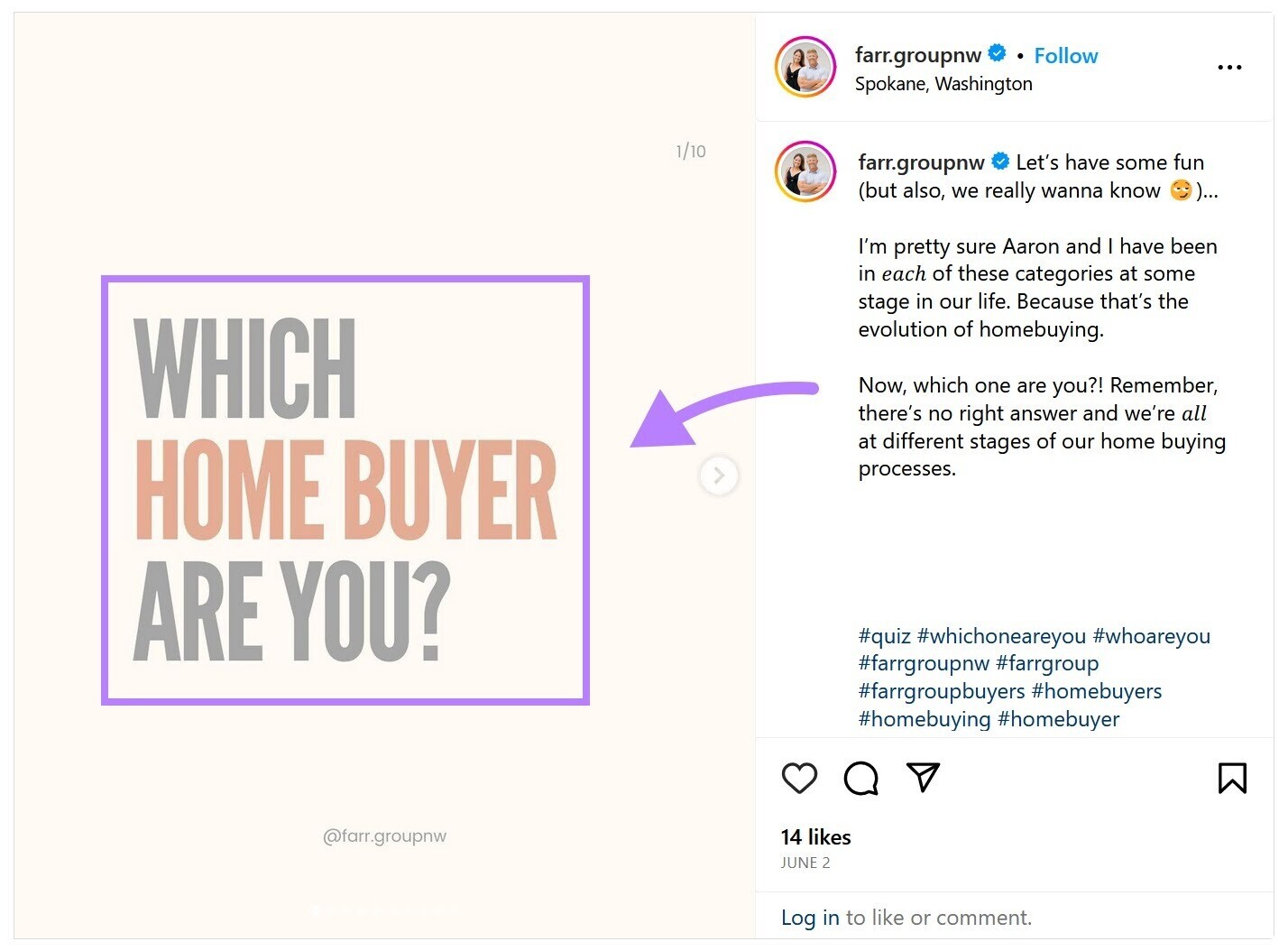 该“which home buyer are you?” quiz on Instagram