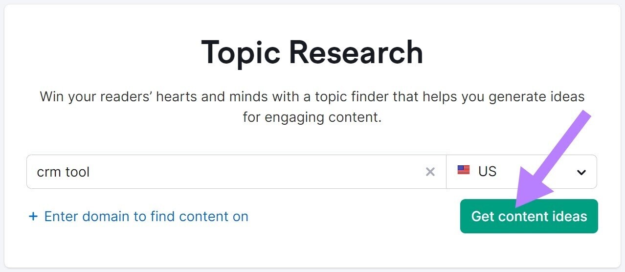 screenshot of 课题研究 tool search bar with “获取内容创意” button