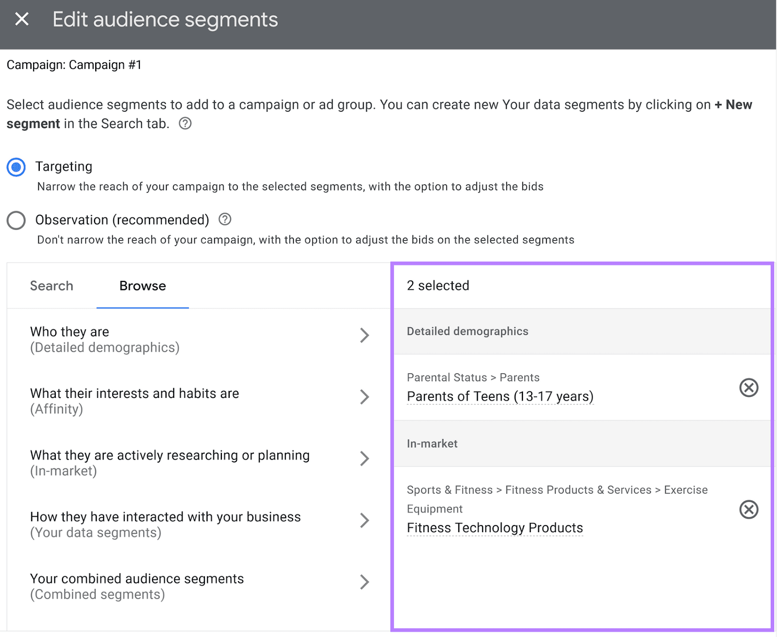 Detailed demographics and 市场内 segment added under segmentation options