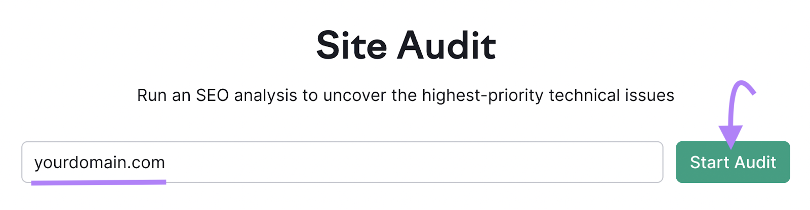search bar in Semrush’s 现场审核 tool