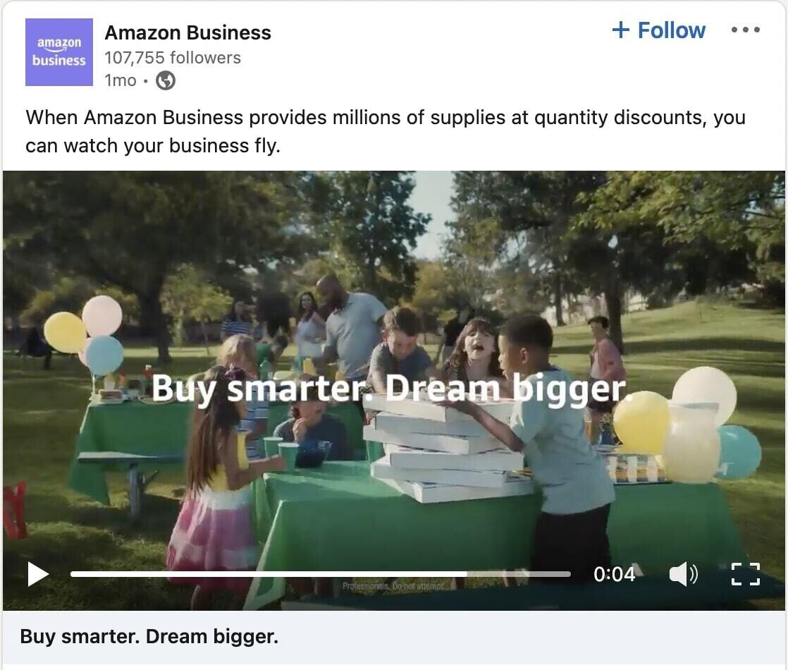 an example of a LinkedIn ad 来自亚马逊业务