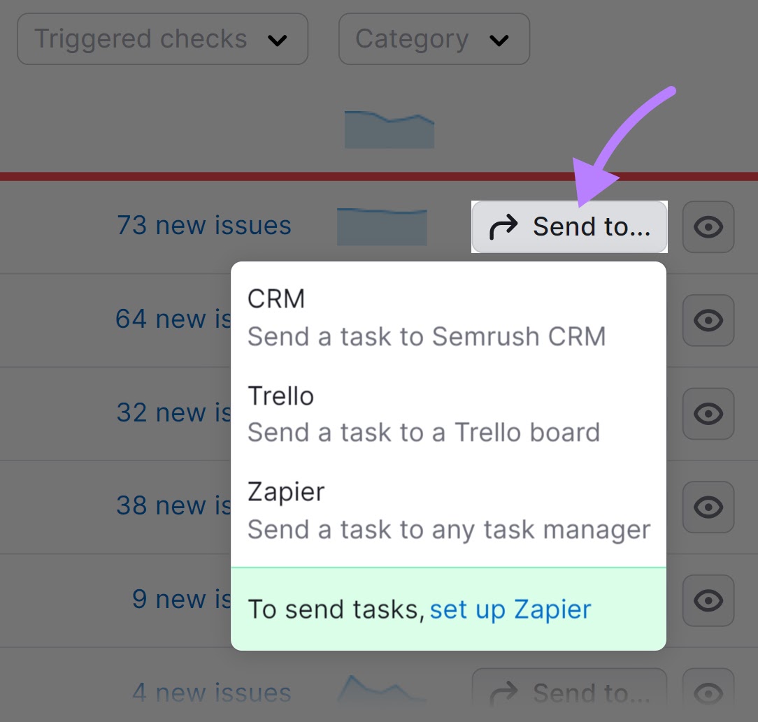 “发送至…” button drop-down menu in 现场审核 tool