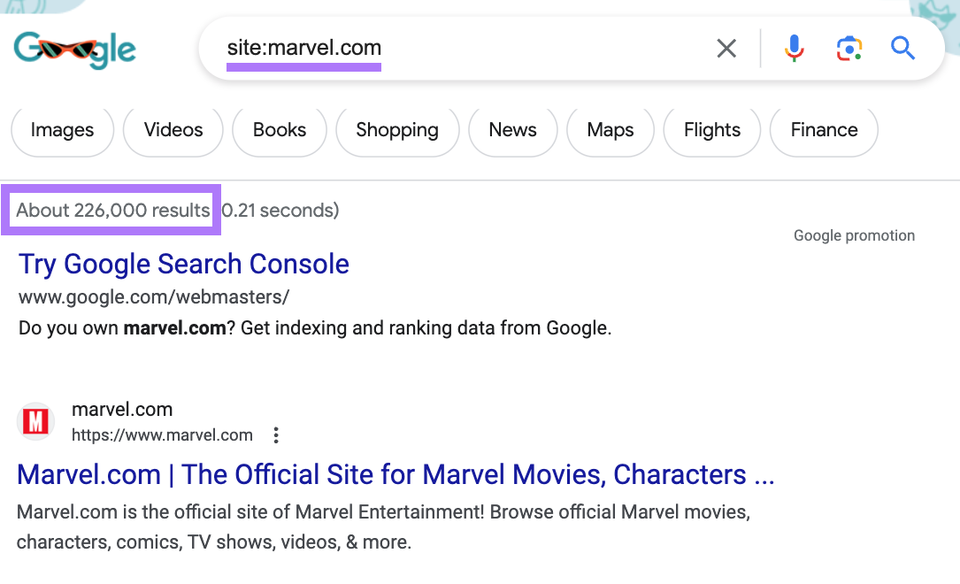 Google search for 