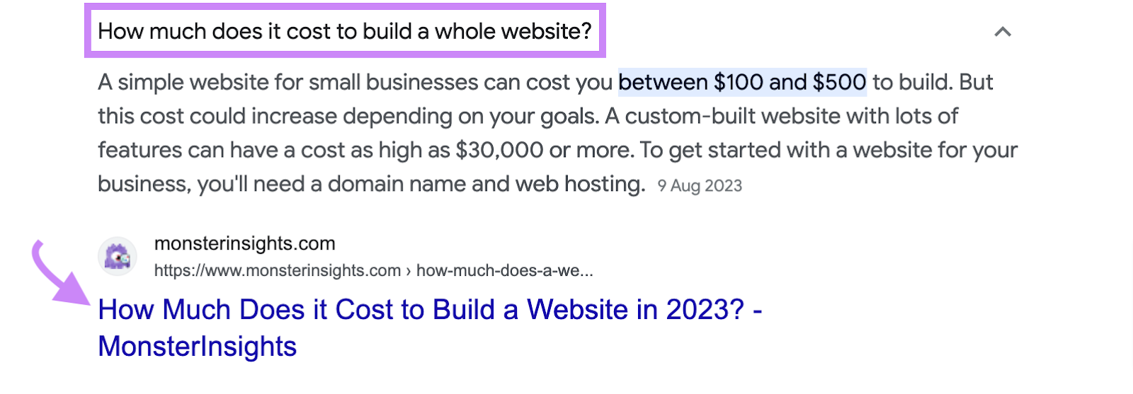 “More to Ask” section for the keyword “how to build a website