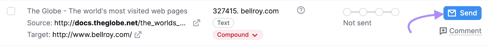 “发送” button highlighted in the top right corner