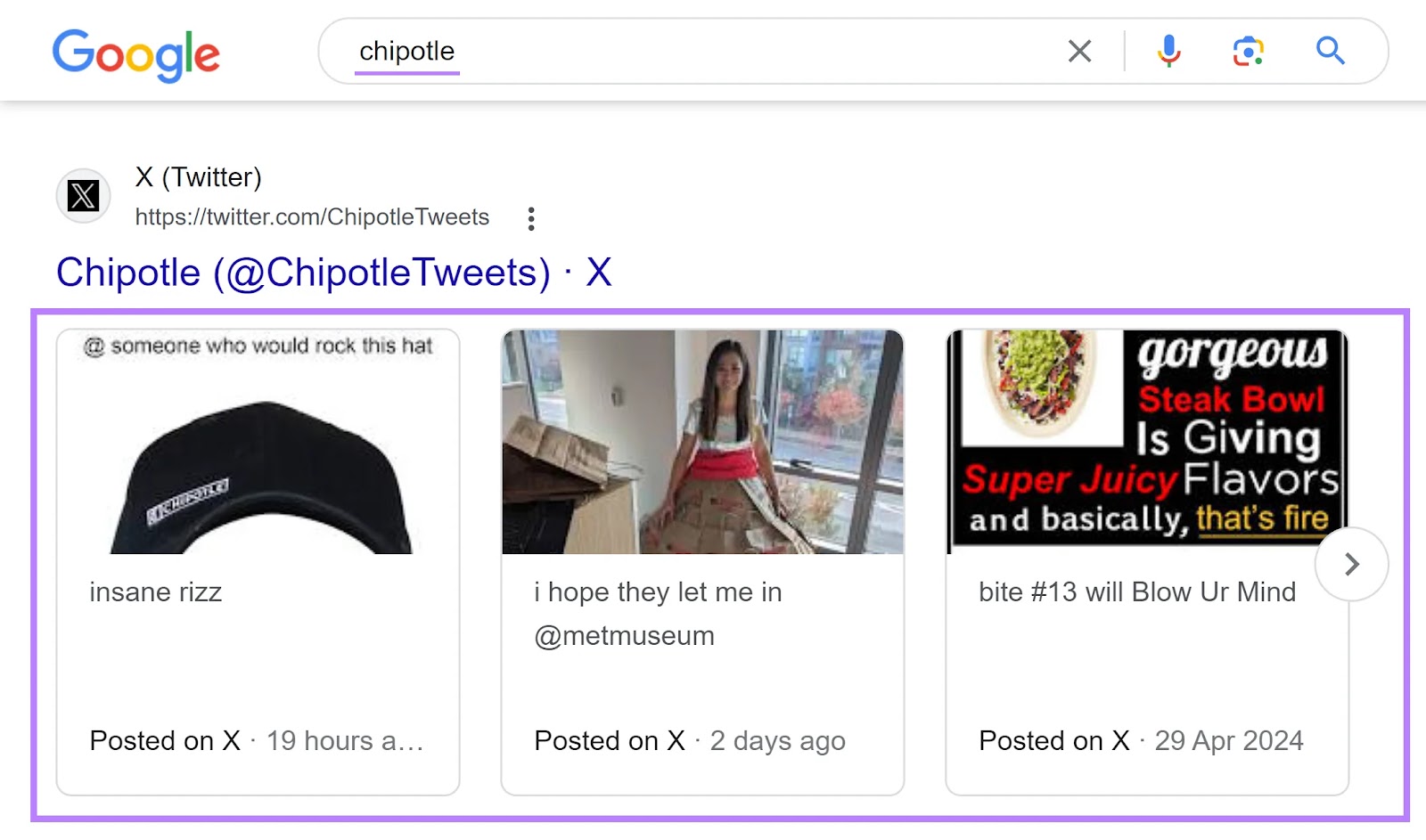 Google SERP of the