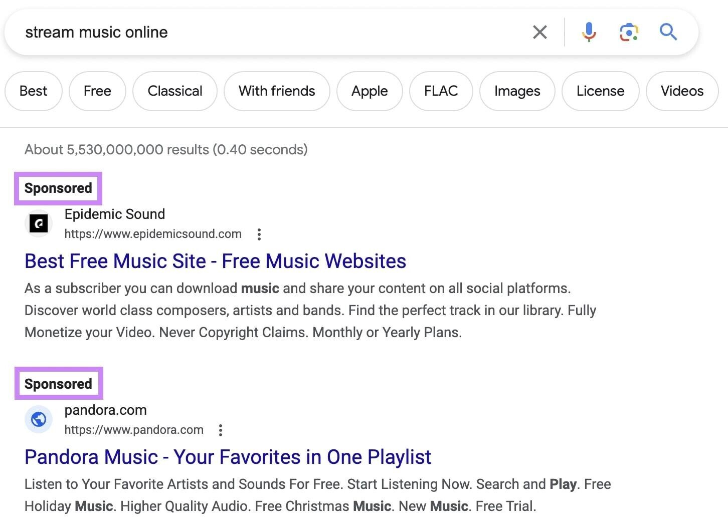 an example of PPC ads in Google SERP for 
