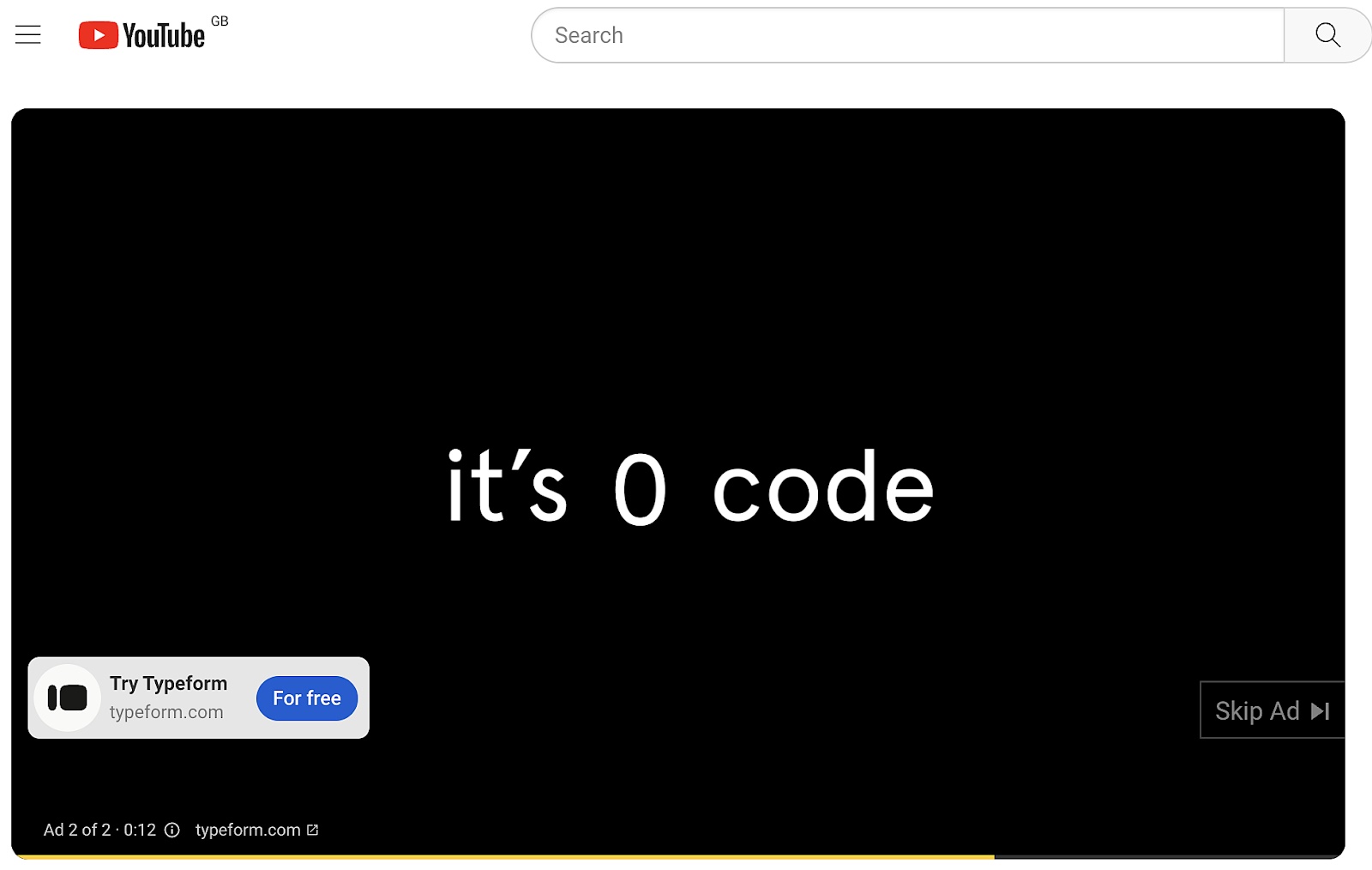 A screenshot of Typeform's video ad with 