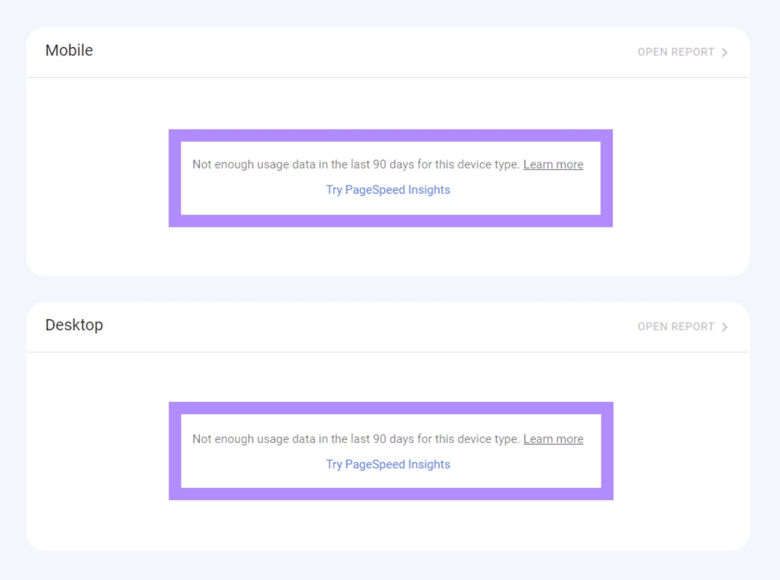 核心网络重要部件 report page on GSC with a message reading 