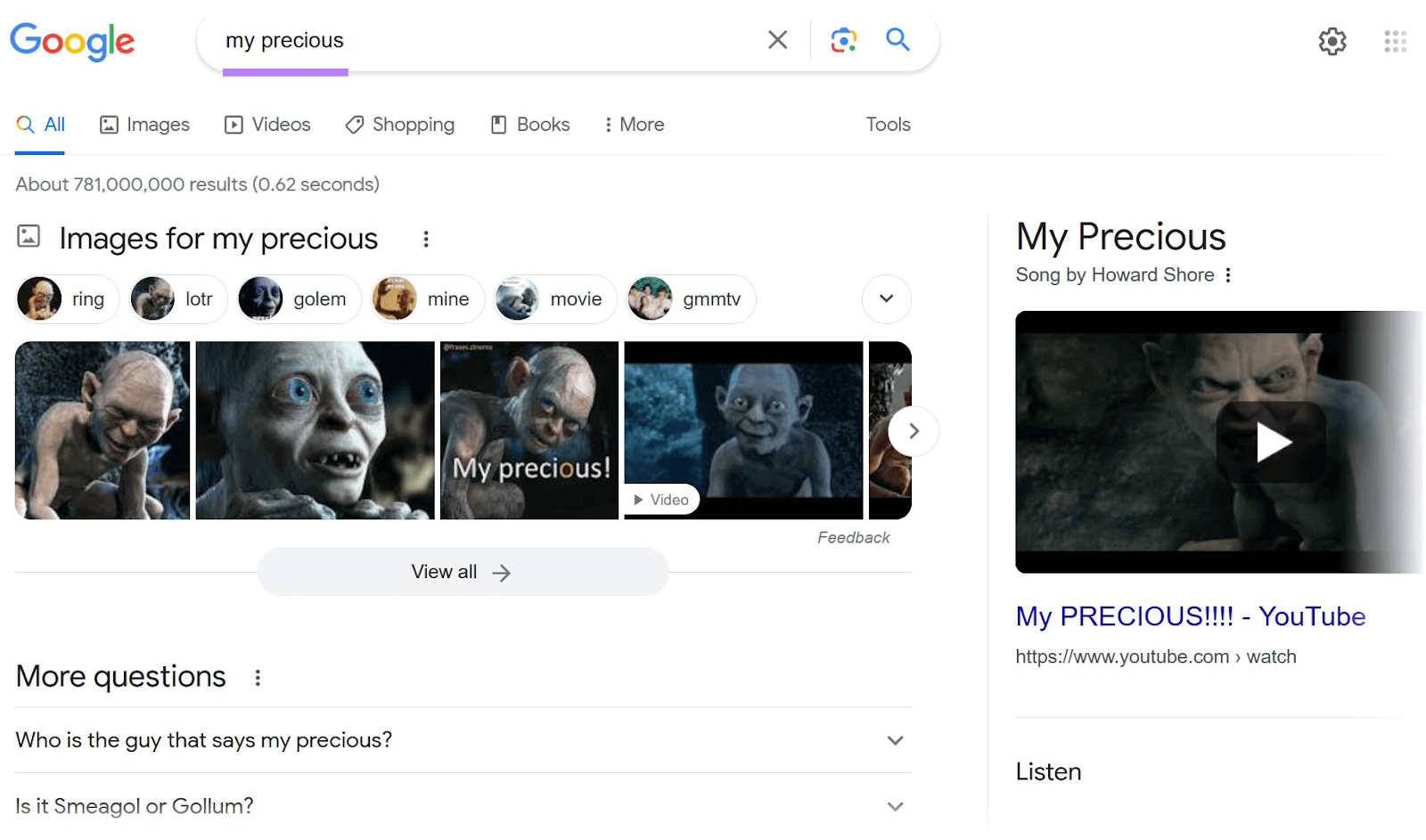 Google search for
