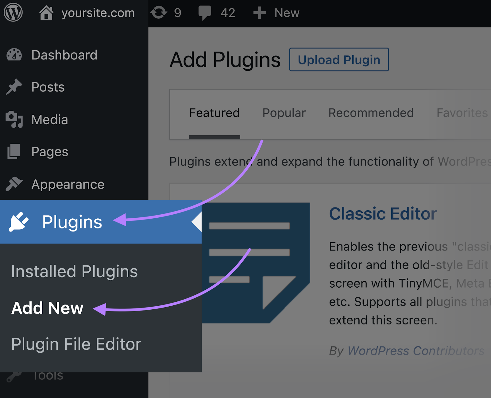 插件 menu in WordPress