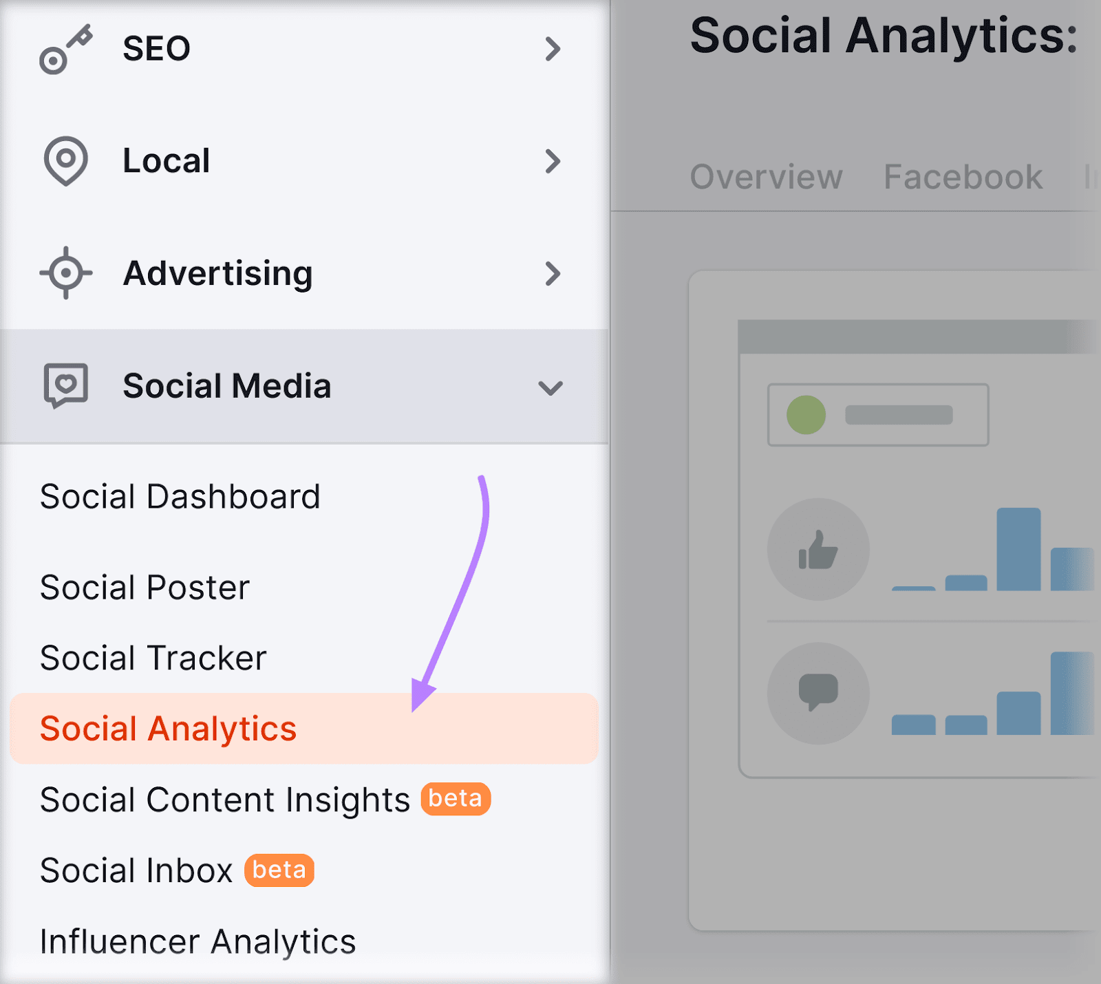 navigating to 社会分析 tool from Semrush dashboard