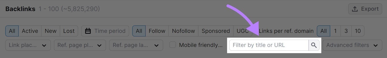 “Filter by title or URL”search box
