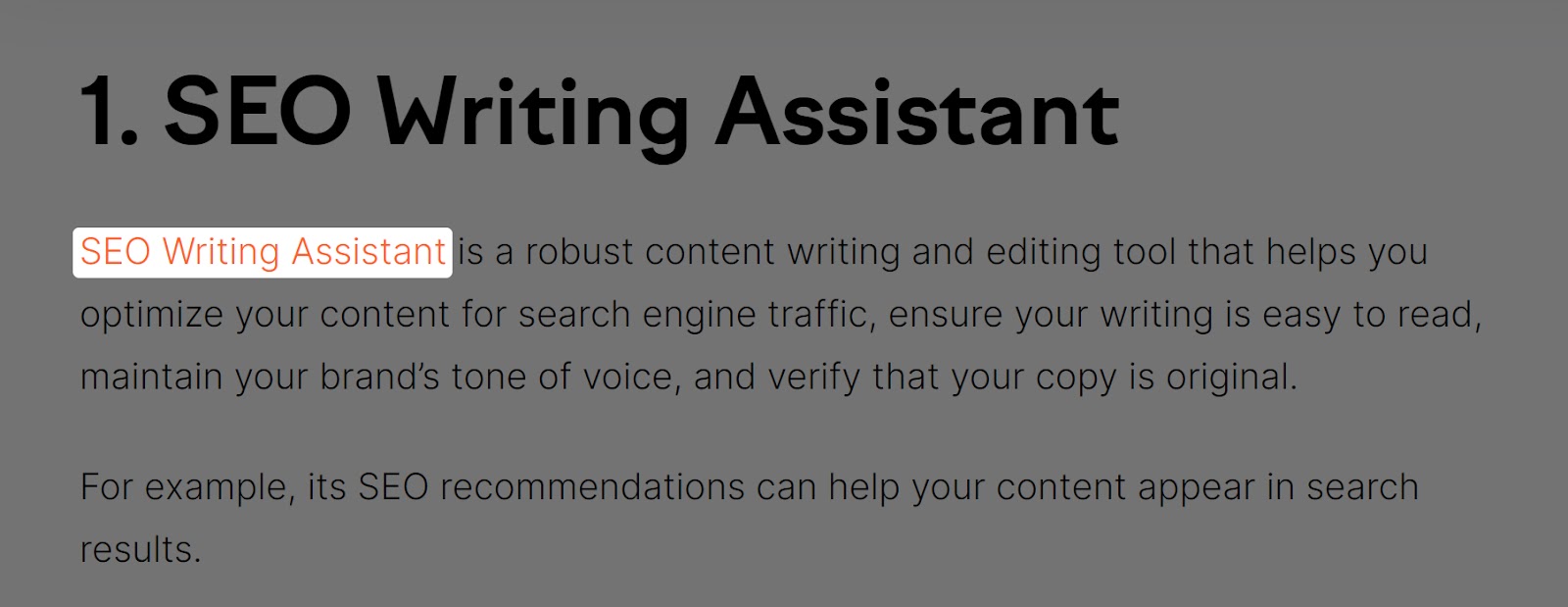 高级行政主任写作助理 tool link in Semrush blog