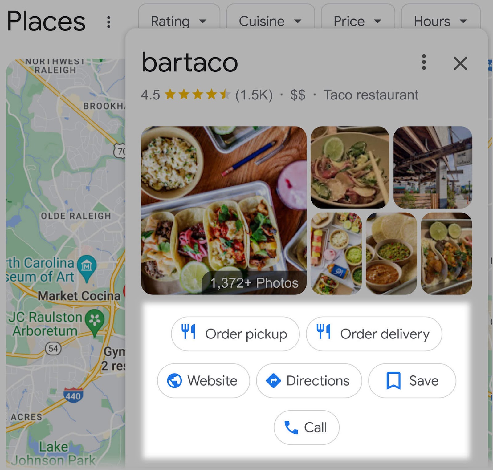 bartaco's 呼吁采取行动 on SERP