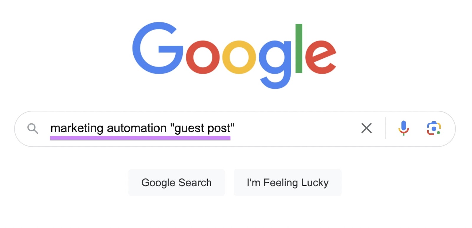 Google search bar with marketing automation 