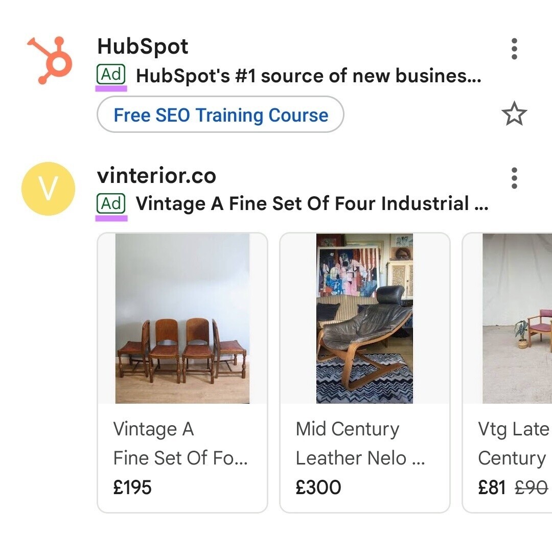 an example of email inbox ads by HubSpot和vinterior.co