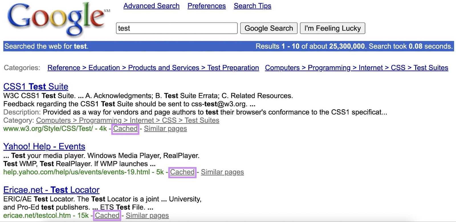 Google SERP的 on Dec. 3, 2000