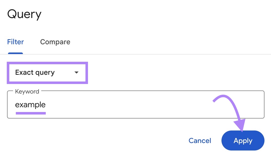 Query window showing “精确查询” selection in the drop-down and 