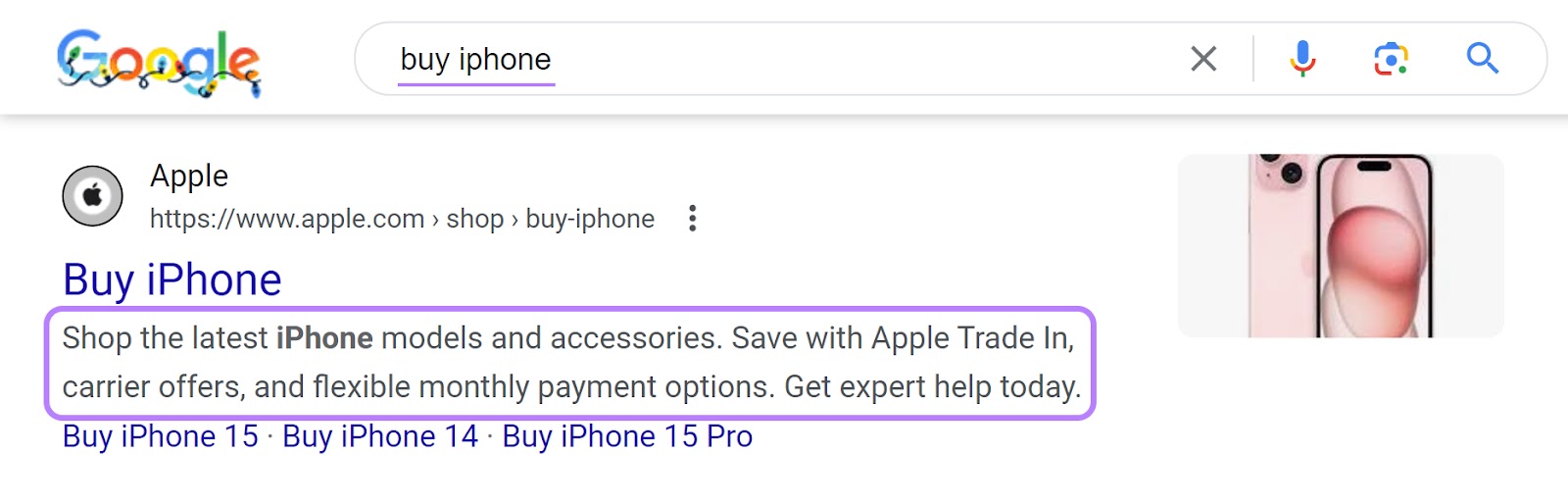 Apple's 元描述 for