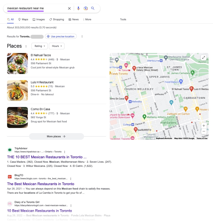Google SERP for