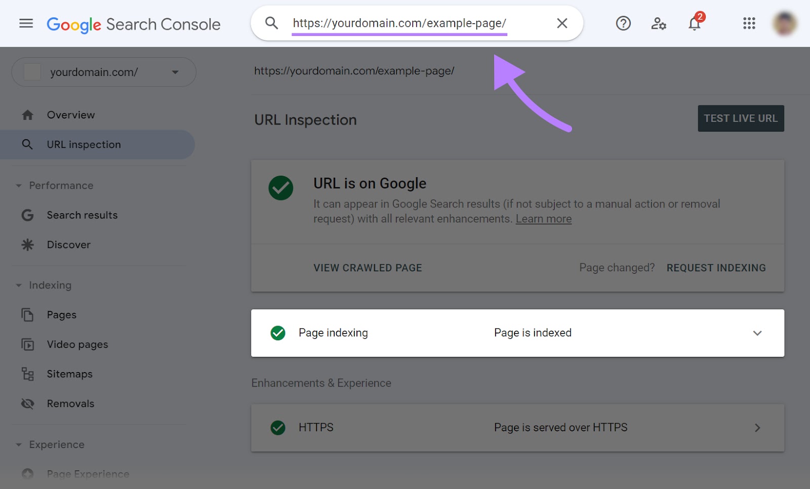 Page indexing status in 谷歌搜索控制台