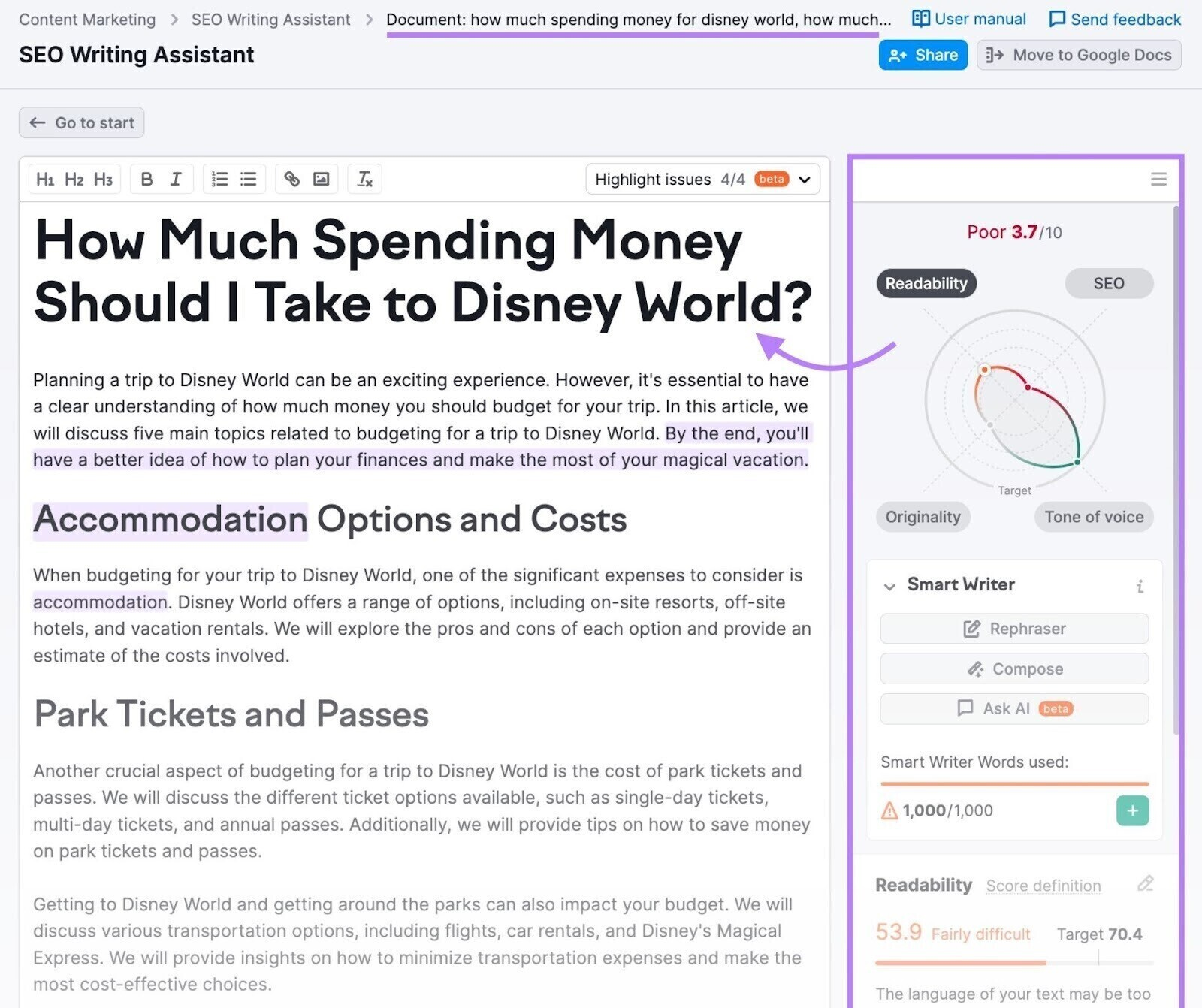 高级行政主任写作助理 tool scores your readability, 高级行政主任, originality,而tone of voice in real time