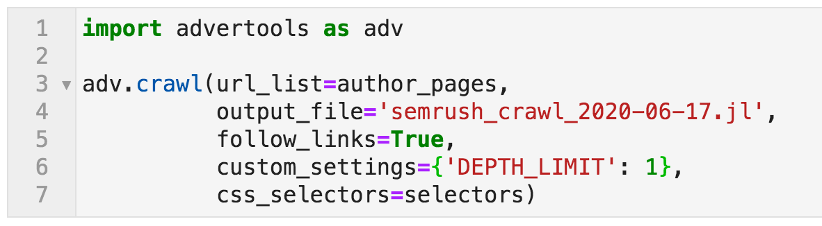 指定各种选项的爬网命令 code example