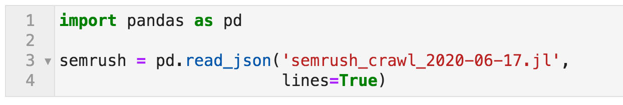 Code to command to open the 爬行 output file using pandas