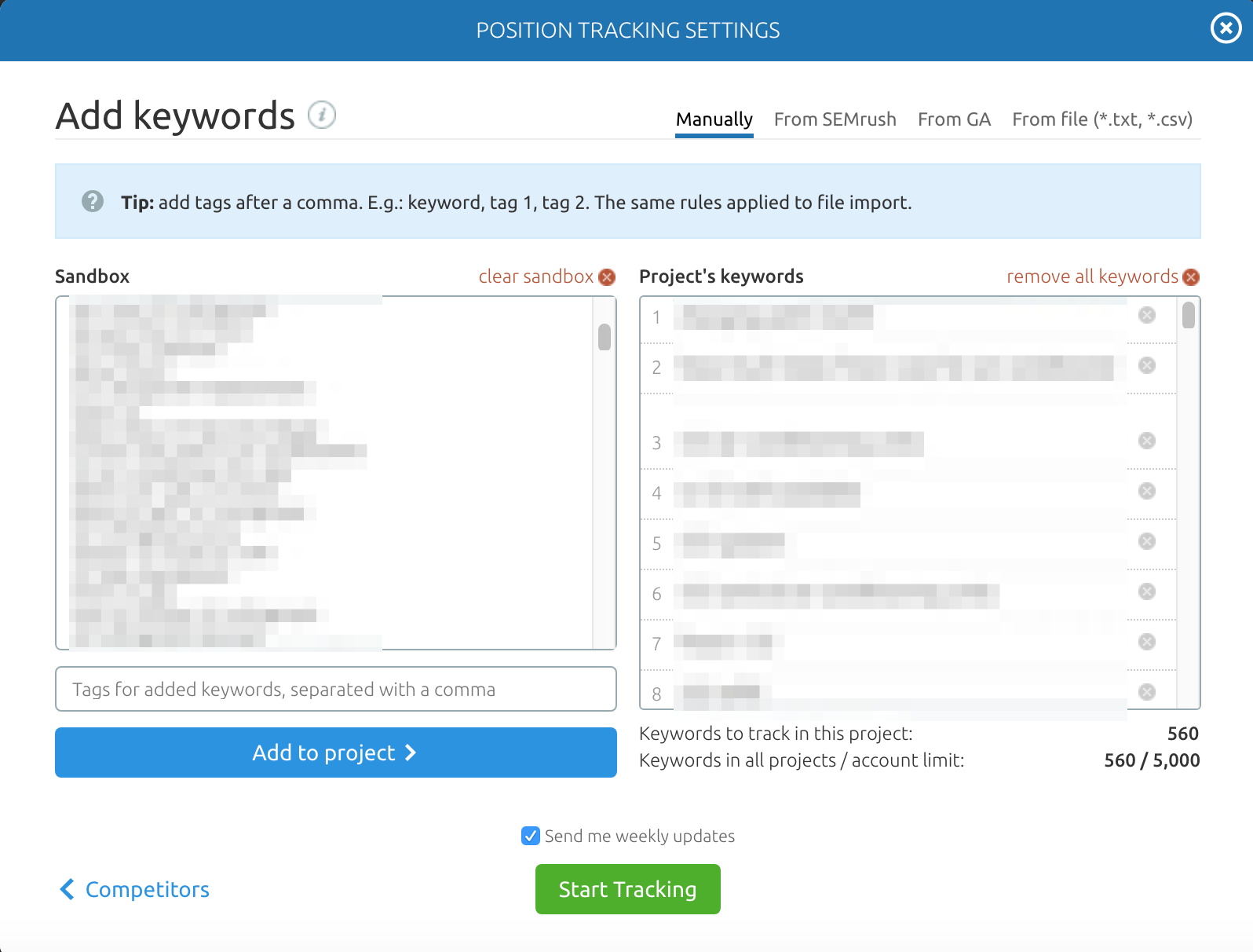 SEMRush 职位 tracking