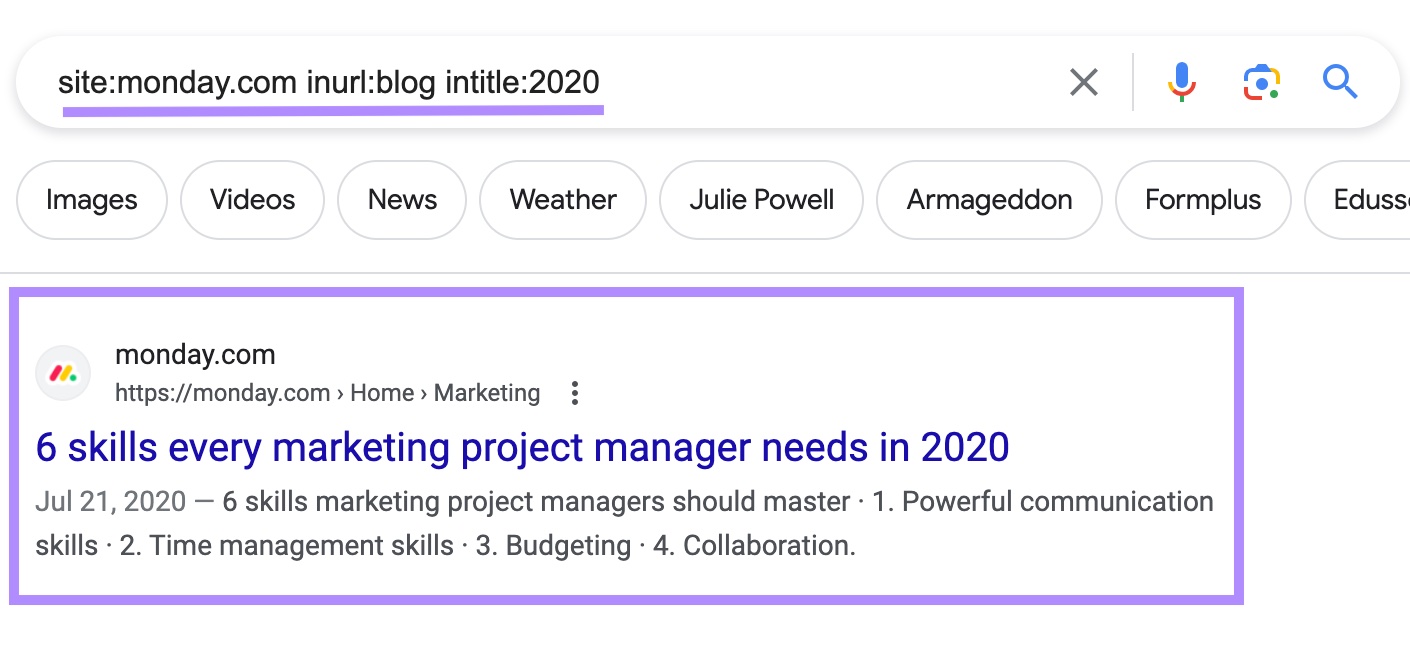 Google's SERP for