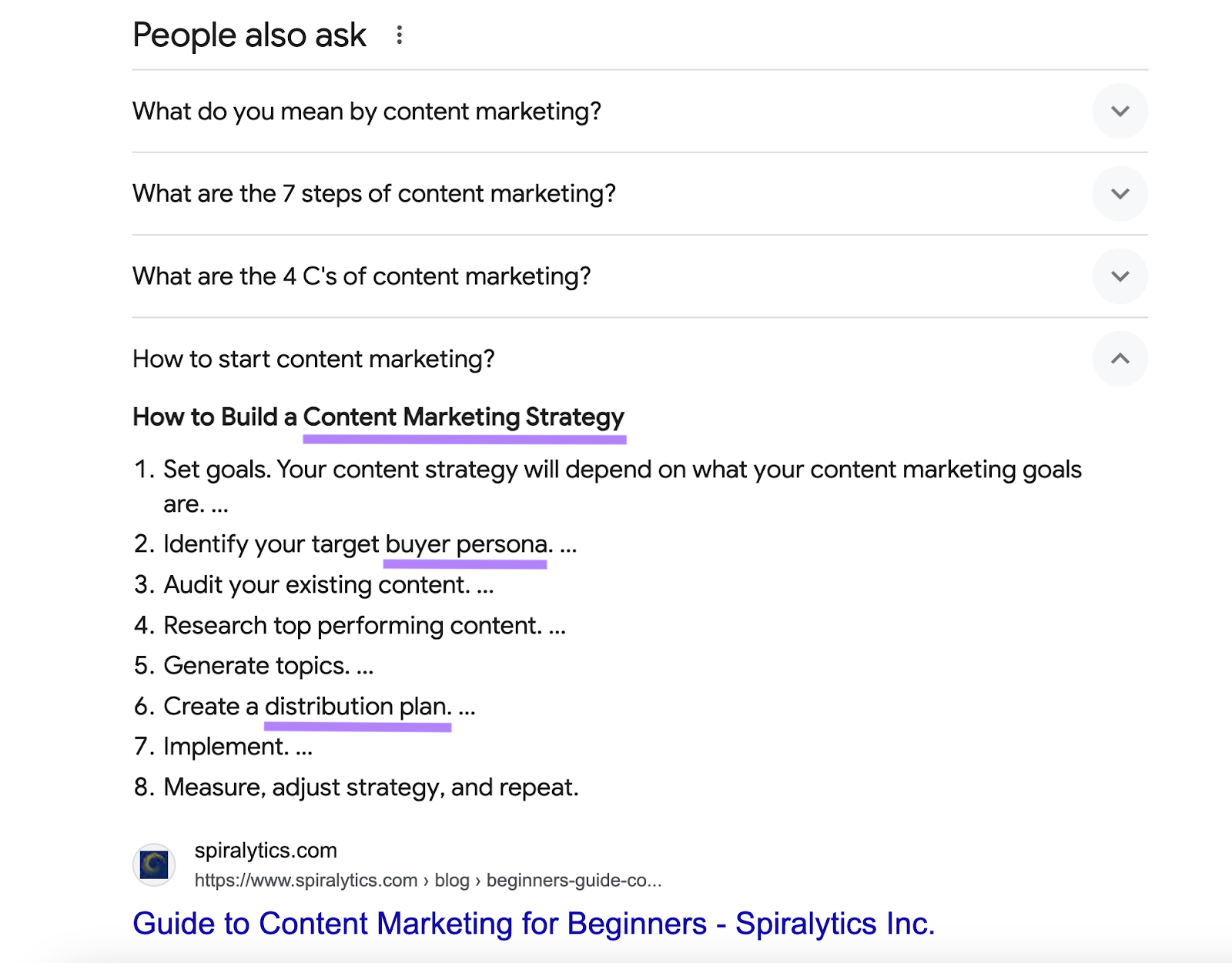 seed 关键词 highlighted in an expanded people also ask serp feature