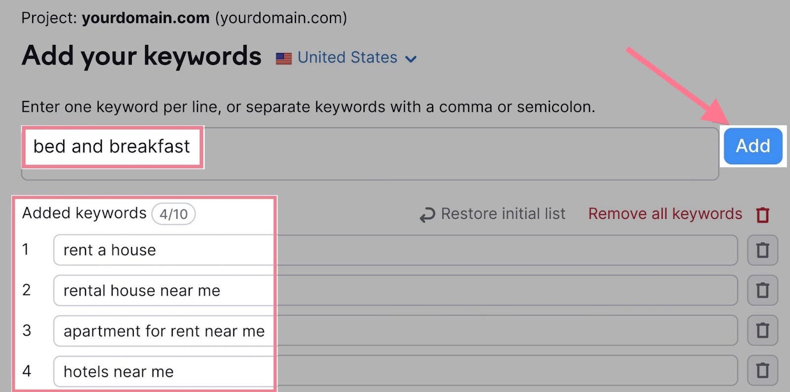 adding bed and breakfast keyword to 关键字魔术工具